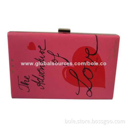 Evening Clutch Bag with Silver Metal Frame, Made of PU and Can be Customized by Clients' Printing